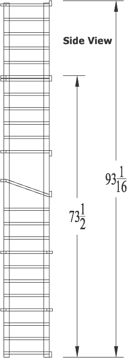 side view of Designer Series Rack with add on line drawing