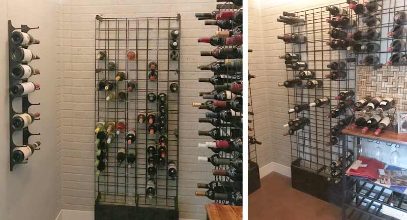 Lattice metal wine rack paired with our Revue wall series