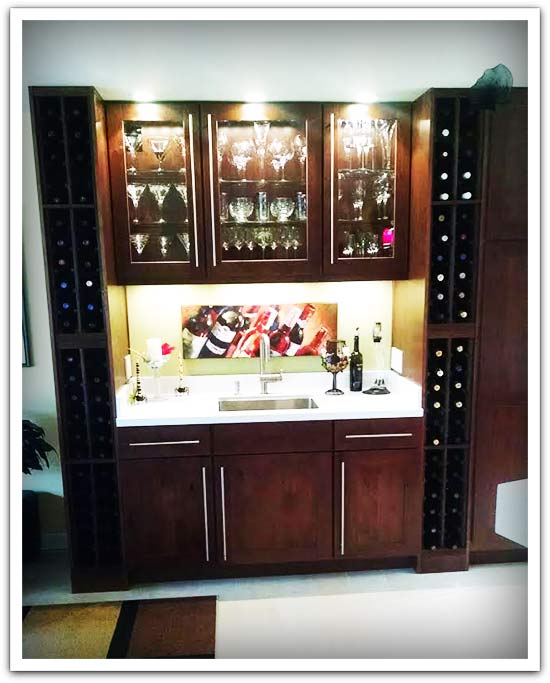 home wet bar with wine racks