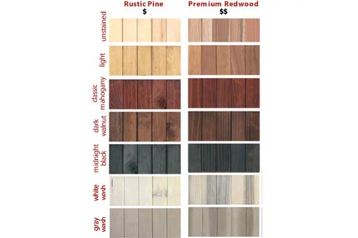 Wood and Stain Options